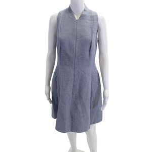 Akris Punto Womens Textured Sleeveless Zip Lined High Neck Dress Purple Size XL